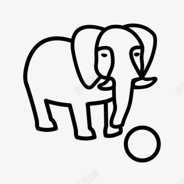 大象表演马戏团大象在球上图标图标