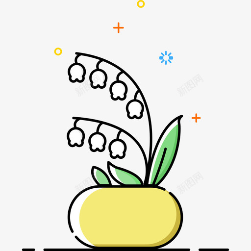 植物icon-铃兰svg_新图网 https://ixintu.com 植物icon-铃兰 线性 多色 可爱