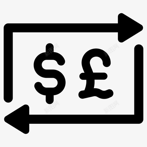 货币零钱美元图标svg_新图网 https://ixintu.com 兑换 美元 英镑 货币 零钱