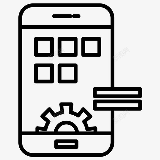 齿轮手机设置图标svg_新图网 https://ixintu.com lineset91 应用程序 手机 用户界面 移动 粗体 设置 齿轮