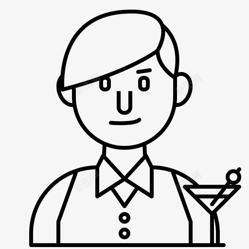 酒保酒吧招待鸡尾酒图标svg_新图网 https://ixintu.com 夜总会 招待 男性 职业 酒保 酒吧 饮料 鸡尾酒