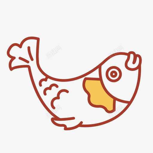 红鲤鱼-线框svg_新图网 https://ixintu.com 红鲤鱼-线框