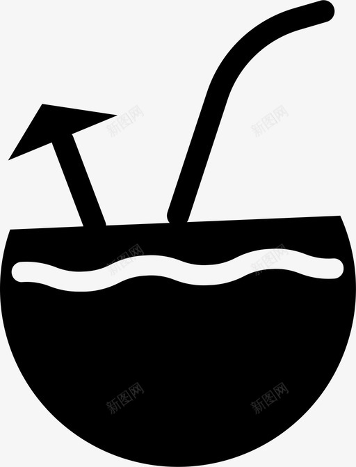 椰子水海滩饮料图标svg_新图网 https://ixintu.com 夏季 户外 椰子 海滩 饮料