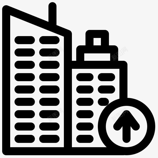 箭头建筑不动产图标svg_新图网 https://ixintu.com 不动产 不动产加粗线集8 向上 建筑 箭头
