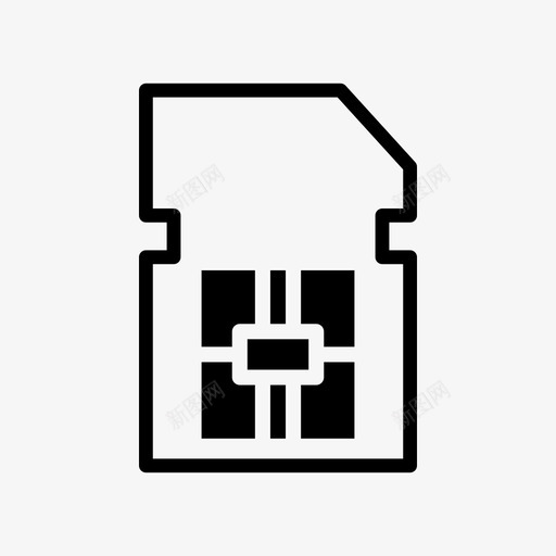 sim卡芯片手机图标svg_新图网 https://ixintu.com sim卡 sim卡轮廓和字形 手机 技术 芯片