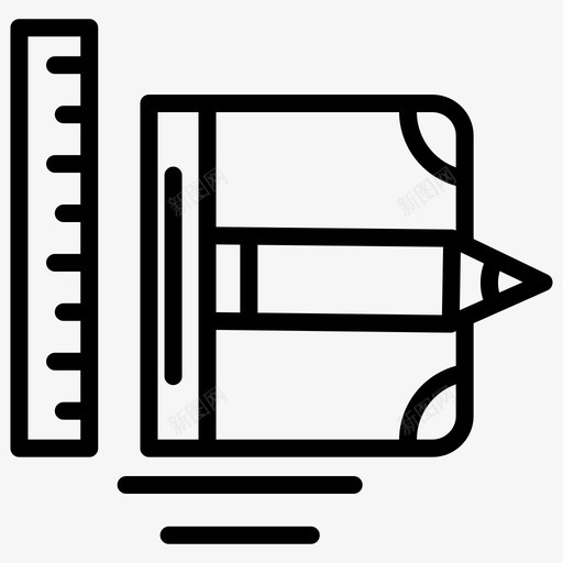 铅笔教育笔记本图标svg_新图网 https://ixintu.com 加粗 商业 教育 概念 比例尺 笔记本 粗线条 铅笔