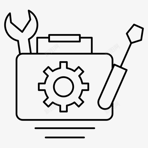 工具箱公文包齿轮图标svg_新图网 https://ixintu.com 五金 公文包 商务 工具箱 概念 细线 螺丝刀 齿轮