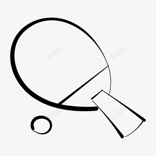 乒乓球主动手绘图标svg_新图网 https://ixintu.com 主动 乒乓球 体育 手绘 网拍 运动