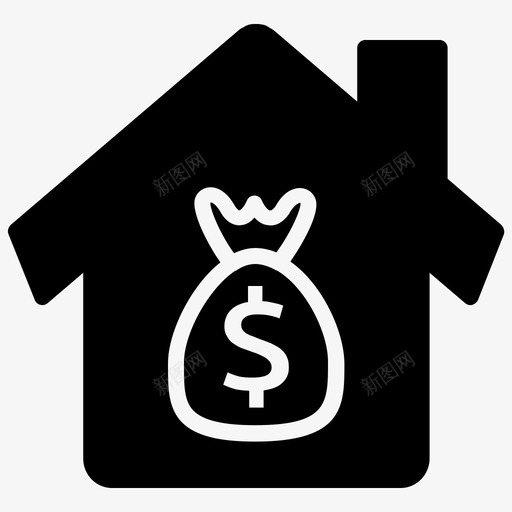 住房贷款购房房产图标svg_新图网 https://ixintu.com 住房贷款 房产 房地产 房地产2黑填充 购房