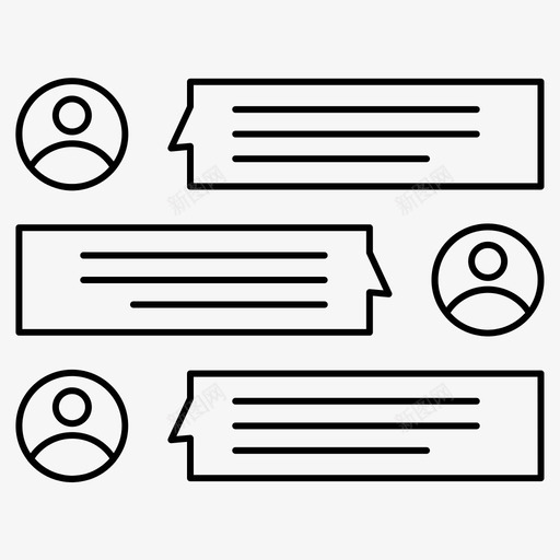 聊天会话消息图标svg_新图网 https://ixintu.com 企业管理 会话 消息 短信 细线 聊天