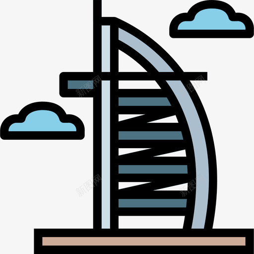 BurjAlArab67号建筑线性颜色图标svg_新图网 https://ixintu.com 67号 Al-Arab Burj 建筑 线性 颜色