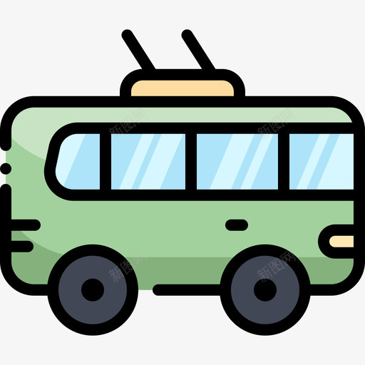 无轨电车166交通工具线颜色图标svg_新图网 https://ixintu.com 交通工具 无轨电车 颜色