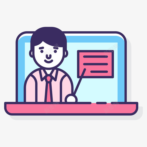在线课程在线教育28线颜色图标svg_新图网 https://ixintu.com 在线 在线教育 课程 颜色