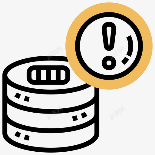 错误数据管理7黄色阴影图标svg_新图网 https://ixintu.com 数据管理 错误 阴影 黄色