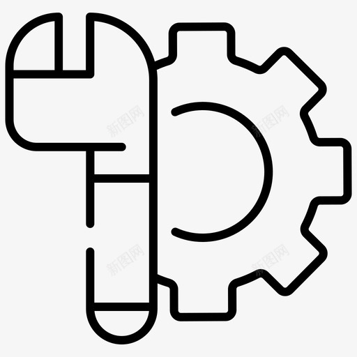 维护齿轮修理图标svg_新图网 https://ixintu.com 修理 工具 扳手 支架 维护 齿轮