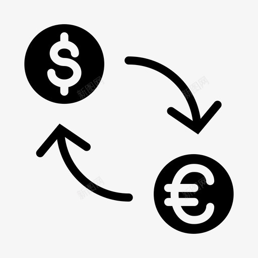 美元兑欧元货币金融业务填充图标svg_新图网 https://ixintu.com 业务 填充 欧元 美元 货币 金融 金融业