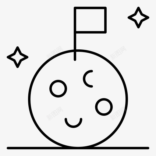 旗帜月亮太空图标svg_新图网 https://ixintu.com 太空 旗帜 月亮 科学