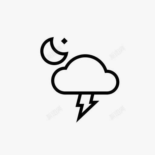 夜间部分多云雷暴天气预报移动天气预报图标svg_新图网 https://ixintu.com 多云 夜间 夜间部 天气预报 移动 部分 雷暴