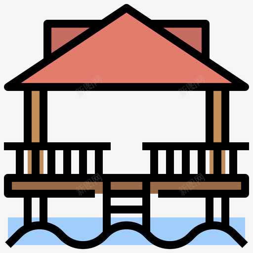 夏威夷23号展馆线性颜色图标svg_新图网 https://ixintu.com 夏威夷23号展馆 线性颜色