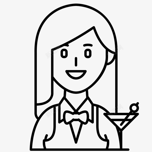 酒保酒吧女招待鸡尾酒图标svg_新图网 https://ixintu.com 女性 女性职业线 酒保 酒吧女招待 饮料 鸡尾酒