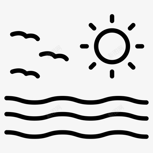太阳河海滩鸟图标svg_新图网 https://ixintu.com 太阳河 海滩 线雕文 苍蝇 野营
