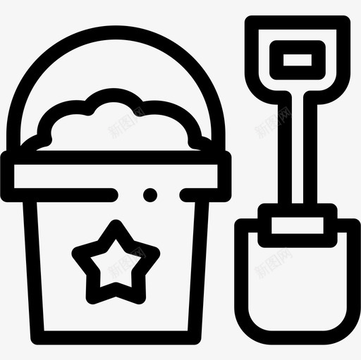 沙桶儿童玩具16线性图标svg_新图网 https://ixintu.com 儿童玩具 沙桶 线性