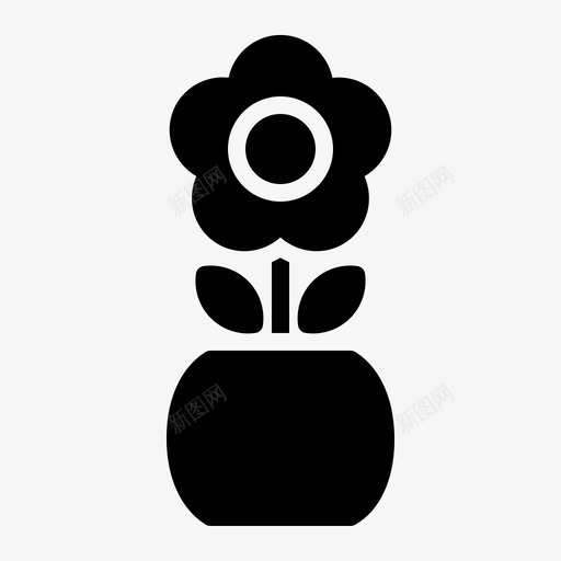 花装饰花盆图标svg_新图网 https://ixintu.com 办公室 桌子 花盆 装饰 雕文