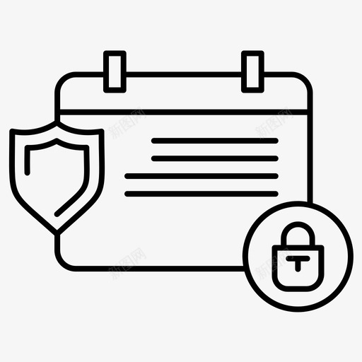 日历日期保护图标svg_新图网 https://ixintu.com 保护 安全 屏蔽 常规 数字 日历 日期 线路