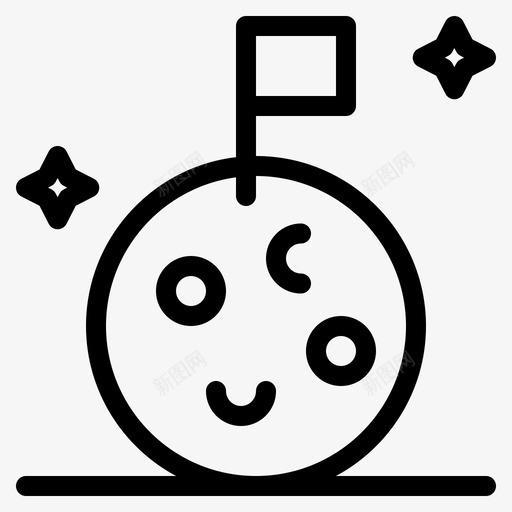 旗帜月亮太空图标svg_新图网 https://ixintu.com 太空 旗帜 月亮 科学