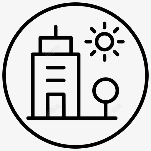 城市建筑白天图标svg_新图网 https://ixintu.com 城市 夏季 建筑 晴天 环线 白天