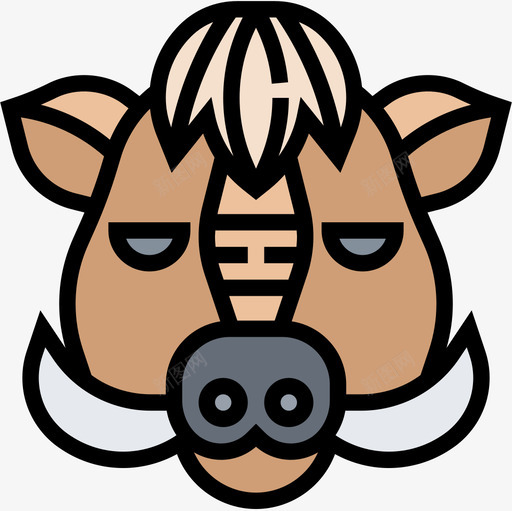 野猪兽首4线形颜色图标svg_新图网 https://ixintu.com 兽首 线形 野猪 颜色