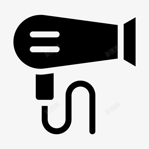 吹风机美容卷发图标svg_新图网 https://ixintu.com 卷发 吹风机 填充 家居用品 美发 美容