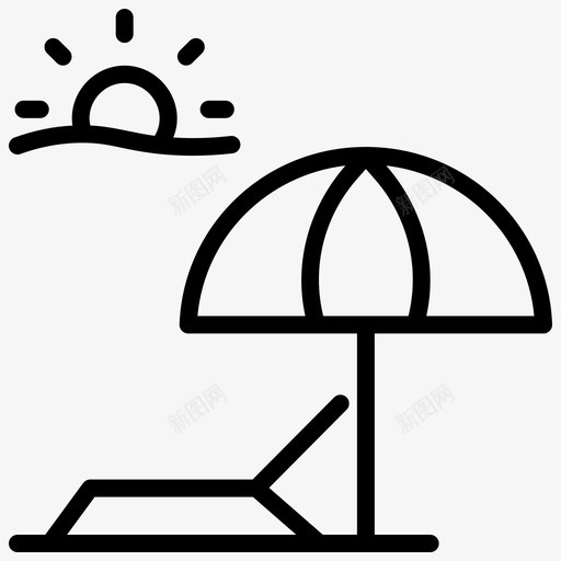 海滩度假村躺椅夏季2线图标svg_新图网 https://ixintu.com 夏季2线 海滩度假村 躺椅