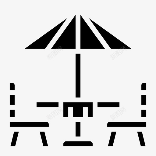 露台咖啡馆椅子图标svg_新图网 https://ixintu.com 咖啡馆 固体 太阳伞 椅子 露台 食品