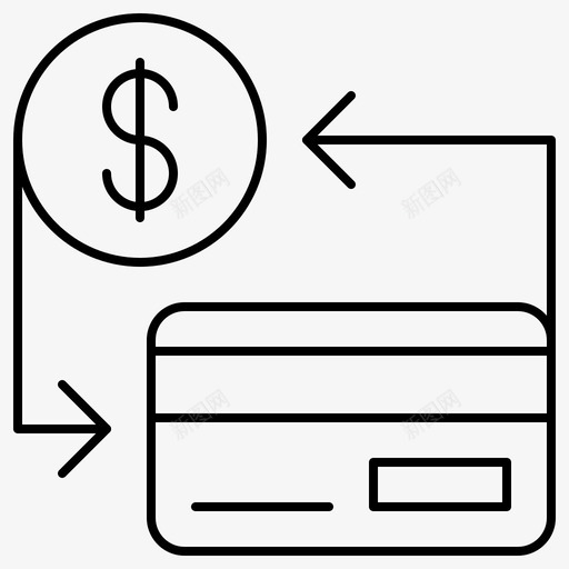 卡现金无现金图标svg_新图网 https://ixintu.com 信用卡 无现金 现金 社会