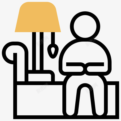 卧室酒店服务33黄色阴影图标svg_新图网 https://ixintu.com 卧室 服务 酒店 酒店服 阴影 黄色