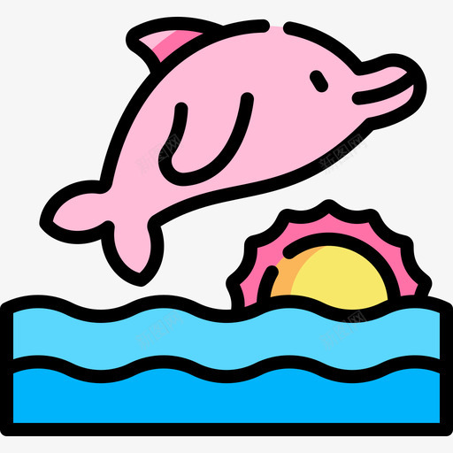 海豚风景71线性颜色图标svg_新图网 https://ixintu.com 海豚 线性 颜色 风景