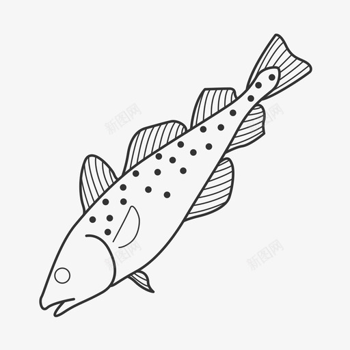鳕鱼svg_新图网 https://ixintu.com 鳕鱼 线性 手绘