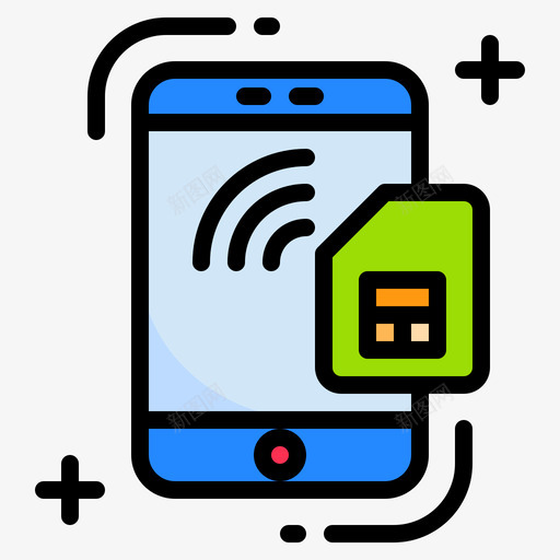 Sim卡智能技术16线性彩色图标svg_新图网 https://ixintu.com Sim 彩色 技术 智能 线性