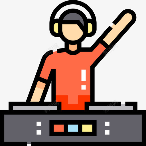 DJ派对和庆典线性颜色图标svg_新图网 https://ixintu.com DJ 庆典 派对 线性 颜色