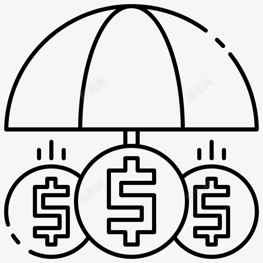 资金保护商业金融图标svg_新图网 https://ixintu.com tanahcon 保护 商业 资金 金融 雨伞 黑白