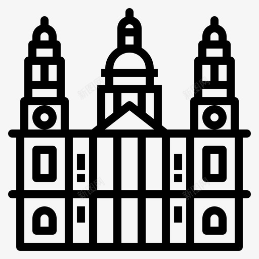 圣保罗大教堂25号地标直线形图标svg_新图网 https://ixintu.com 25号 圣保罗 地标 大教堂 直线 线形