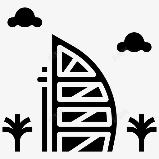 BurjAlArab世界地标1填充图标svg_新图网 https://ixintu.com Al-Arab Burj 世界 地标 填充
