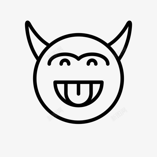 魔鬼害羞微笑图标svg_新图网 https://ixintu.com 害羞 微笑 舌头 魔鬼 魔鬼表情符号1行