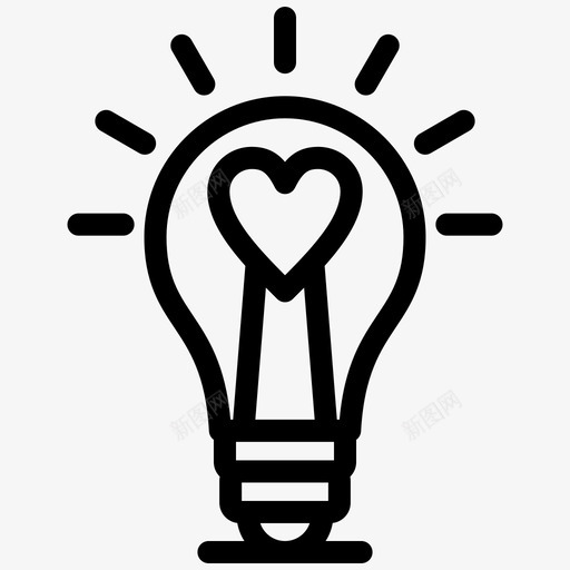 灯泡心想法图标svg_新图网 https://ixintu.com 婚礼 婚礼和爱情加粗线条集157 心 想法 灯泡 爱情