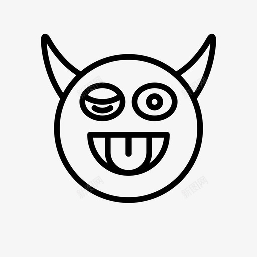恶魔号角微笑图标svg_新图网 https://ixintu.com 号角 微笑 恶魔 恶魔表情符号1行 舌头