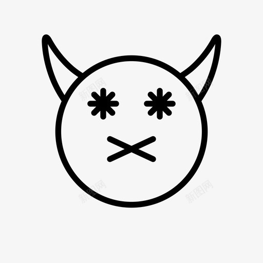 恶魔表情符号号角图标svg_新图网 https://ixintu.com 号角 恶魔 恶魔表情1行 表情符号 静音