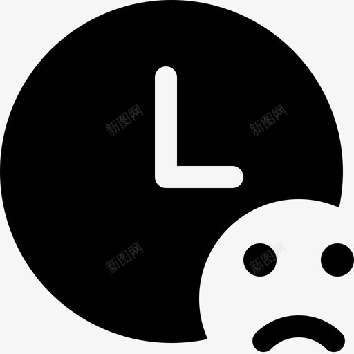 悲伤时钟皱眉图标svg_新图网 https://ixintu.com 充满 悲伤 时钟 时间 烦恼 皱眉 等待