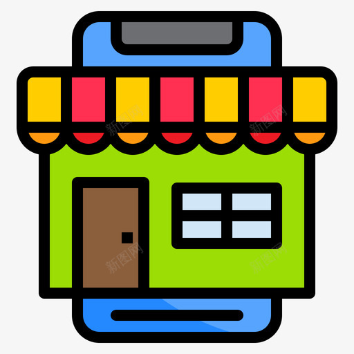 在线商店智能手机30线性颜色图标svg_新图网 https://ixintu.com 商店 在线 手机 智能 线性 颜色