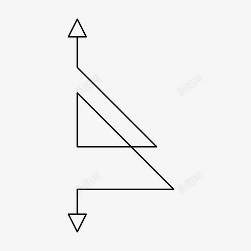 箭头方向向下图标svg_新图网 https://ixintu.com 双头 向上 向下 方向 箭头 细线